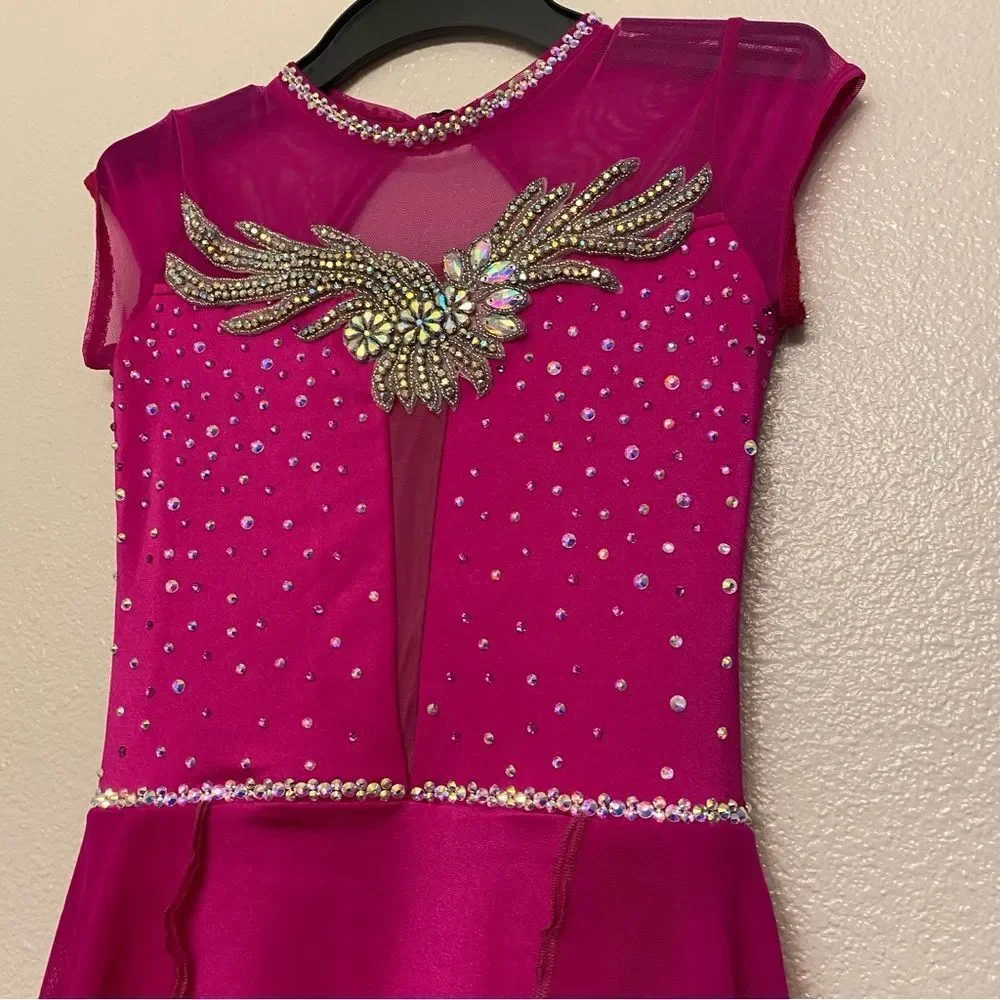 The Lineup dance costume lyrical hot pink custom SAGE SKIRTED LEOTARD SA 14